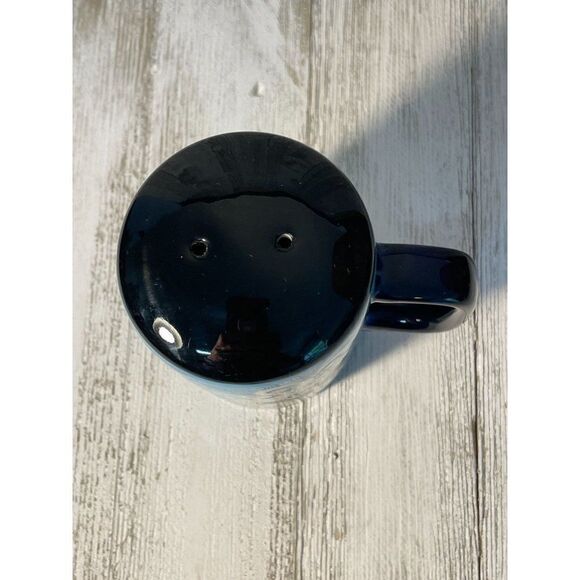 Turquoise Navy Blue White and Yellow Hand Painted Pepper Shaker - Picture 4 of 5